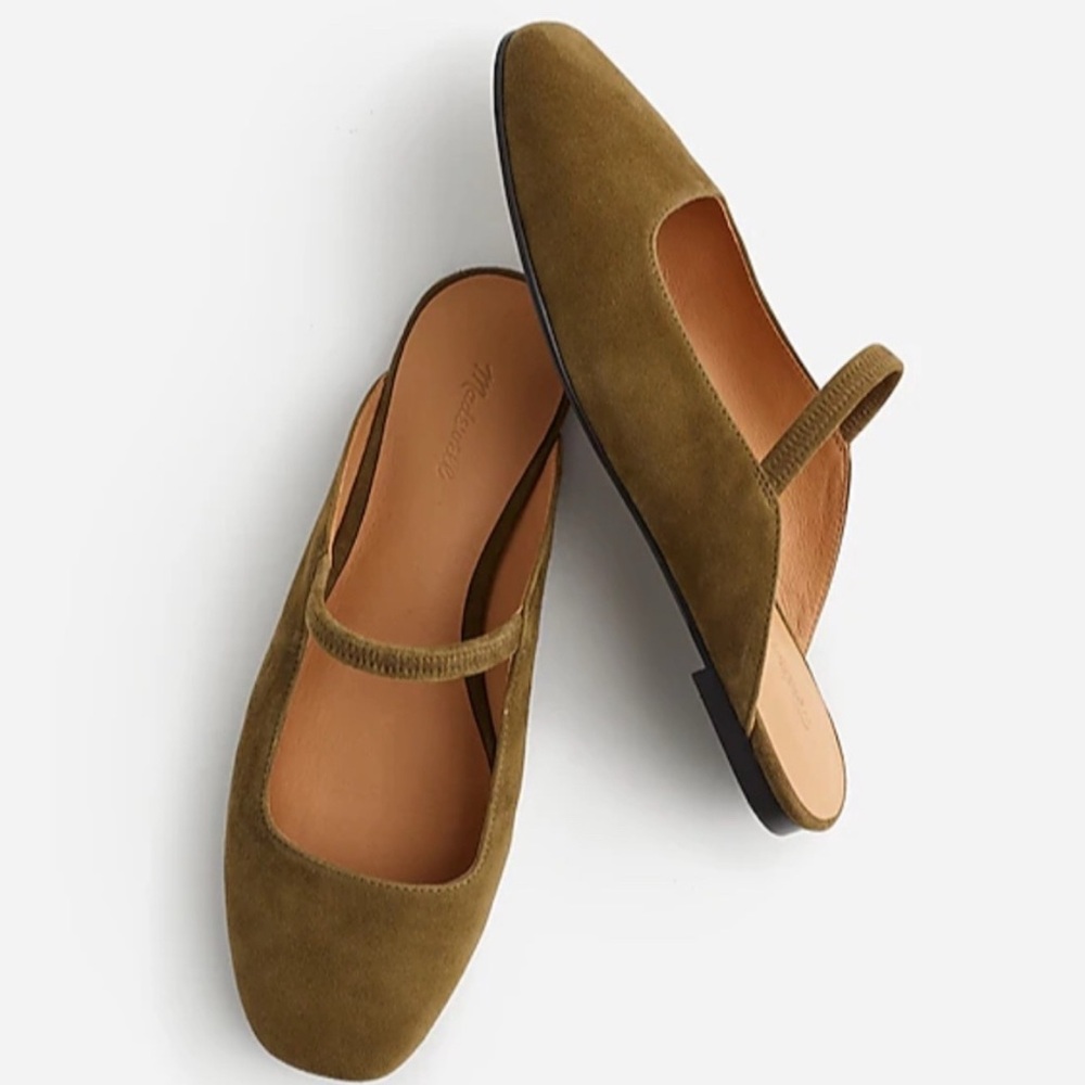 Madewell The Greta Ballet Flat Mule | Size 6 | Olive green